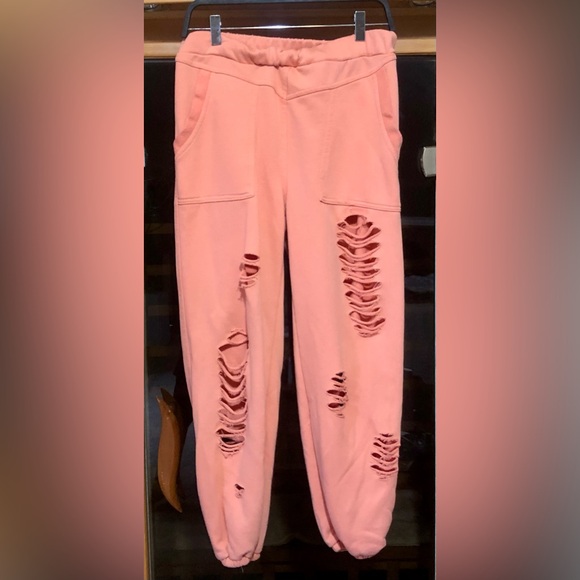 POL Pink Distressed Joggers - Picture 1 of 2
